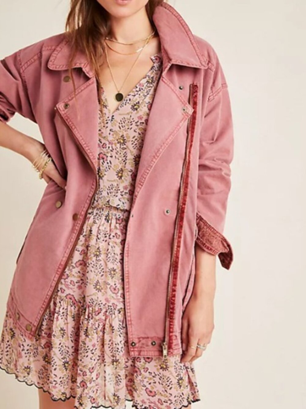 Anthropologie Letty Relaxed Moto Parka Utility Jacket NWT Wine/Bordeaux Size XL